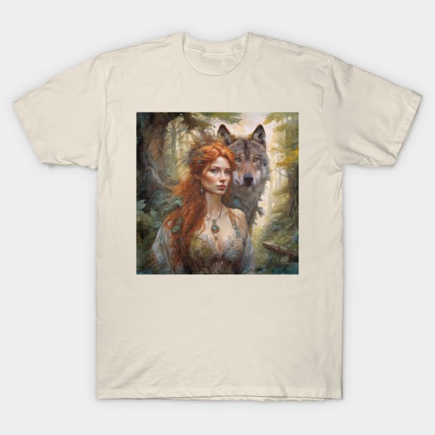 Lady & Wolf T-Shirt by PurplePeacock